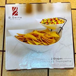 Chip and Dip Two Tier Porcelain Bowl Set